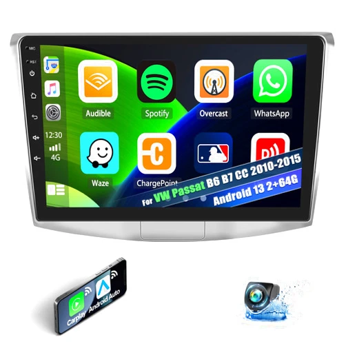 AMprime [2+64G] Android 13 Car Stereo for VW Passat B6 B7 CC 2010-2015 with Carplay&Android Auto,10.1 Inch Touch Screen Car Radio with Mirror Link GPS WiFi Bluetooth FM/RDS HiFi+AHD Backup Camera
