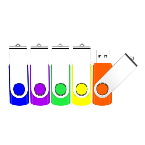 JEVDES 16GB Flash Drive, JEVDES 5 Pack Swivel Data Storage USB Flash Drive USB 2.0 Flash Drive Thumb Drives with LED Indicator, Jump Drive Zip Drive Memory Sticks (5 Mixed Color with Lanyards)