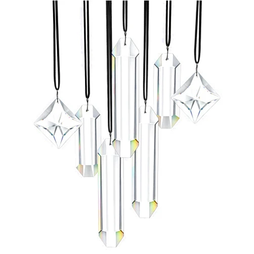 HDCRYSTALGIFTS Modern Grief Gift,Set 7 Clear Crystal Prisms Suncatchers Hanging Ornament,Rainbow Maker Sun Catchers for Windows, Balcony, Kitchen, Garden Decoration