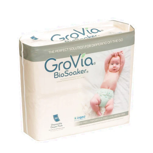 GroVia Disposable Pad for Cloth Diapers – GroVia BioSoaker – for Natural Parenting – Secure One Size Eco Friendly Adhesive Inserts – 50 Count