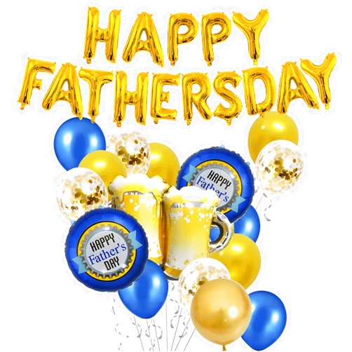Giga Gud Happy Father's Day Aluminum Foil Balloon Set 16 Inches Letter Balloon Decoration for Father's Day Party (Two Beers)