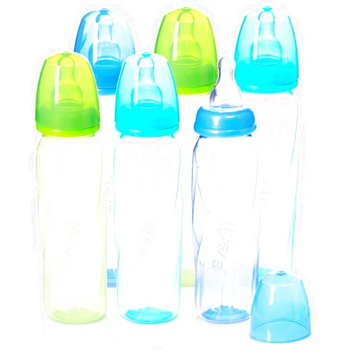 Evenflo Feeding Premium Proflo Vented Plus Polypropylene Baby, Newborn and Infant Bottles - Helps Reduce Colic - Teal/Green/Blue, 8 Ounce (Pack of 6)