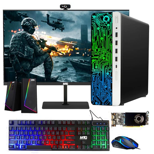 TechMagnet HP G3 Gaming Desktop PC, Core i7 6th Gen, AMD RX 550 Graphic, 16GB RAM, 1TB SSD | 2TB HDD, New MTG 24 inch Monitor, RGB Keyboard Mouse, Speaker, Webcam, WiFi, Win 10 Pro (Renewed)