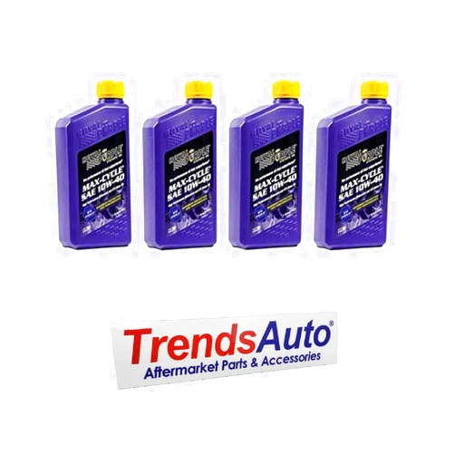 TrendsAuto Royal Purple 01315 Case of 4 Max-Cycle SAE 10W-40 High Performance Motor Oil for Motorcycles and ATVs - 1 Quart Bottles