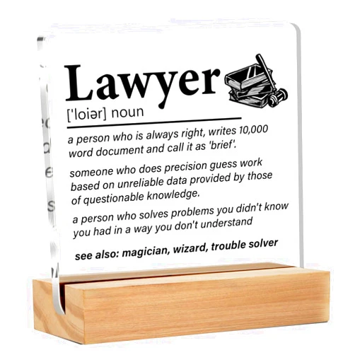 Yuzi-n Lawyer Gifts for Women Men, Presents for Lawyers, Lawyer Definition Clear Acrylic Desk Decorative Sign for Home Office, 4 x 4 Inches