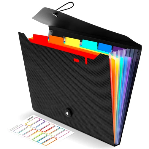 Nicecho Expanding File Folder, 7 Pockets Accordion File Organizer, A4 Letter Size Paper Document Receipt Organizer Accordian Filing Folder for Classroom, Home, Office and Travel