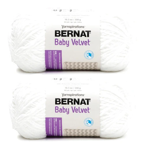 Bernat Baby Velvet BB Snowy White Yarn - 2 Pack of 300g/10.5 oz - 100% Polyester - #4 Worsted (Medium) - 492 Yards - Knitting/Crochet
