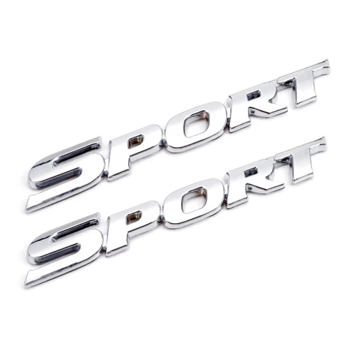HNLUY 2Pack Car Sport Sticker， 3D Metal Sport Car Truck Side Fender Rear Trunk Adhesive Emblem Badge Decals for Auto Decoration Accessories-Bright Silver