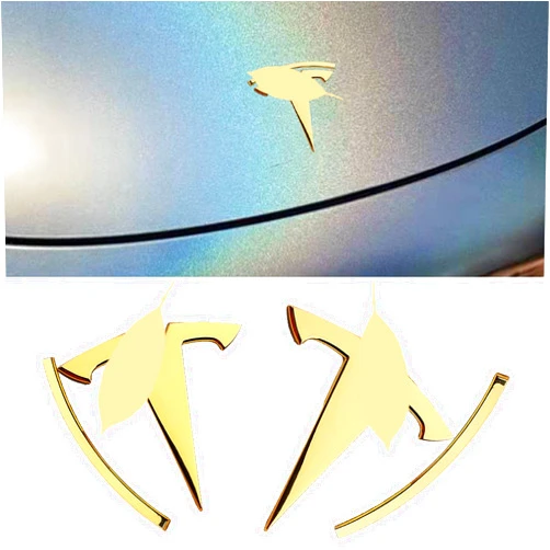 YHCDSEA Metal Badge Replacement Sticker fit for Model 3 Front Back Trunk Replace Emblem Stickers Accessories (Gold)