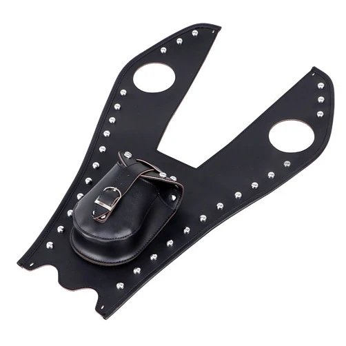 XMMT Rivet Leather Fuel Tank Bib Chap Cover Panel Pad Wallet Pouch Bag for Harley Softail Fatboy Heritage Springer FLSTS FLST FLSTN