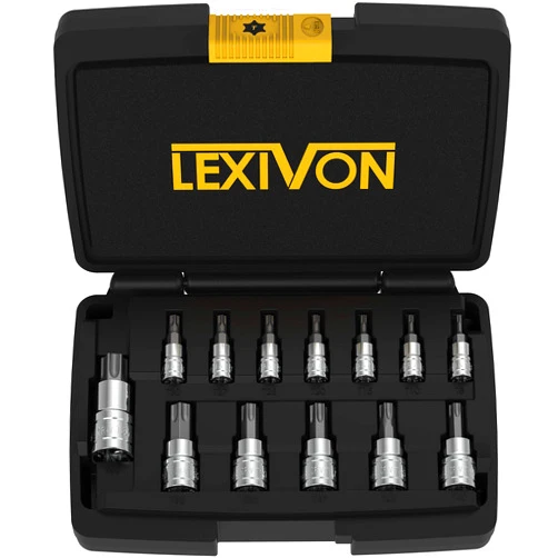 LEXIVON Torx Bit Socket Set, Premium S2 Alloy Steel | 13-Piece Star T8 - T60 Set | Enhanced Storage Case (LX-143)