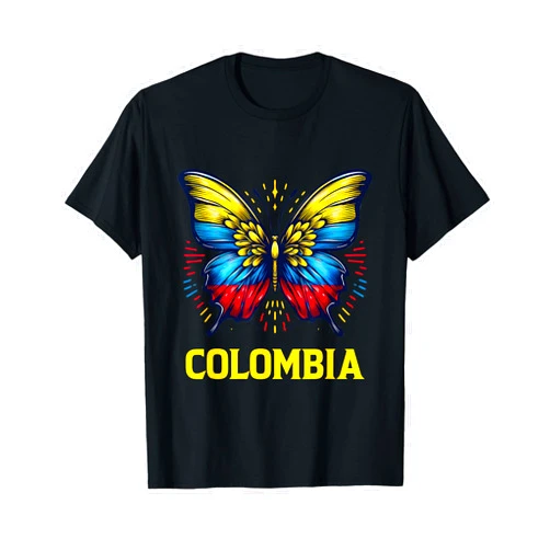 Colombia Beautiful Butterfly Country Colombian Vintage Colombia Beautiful Butterfly Country Colombian Flag T-Shirt