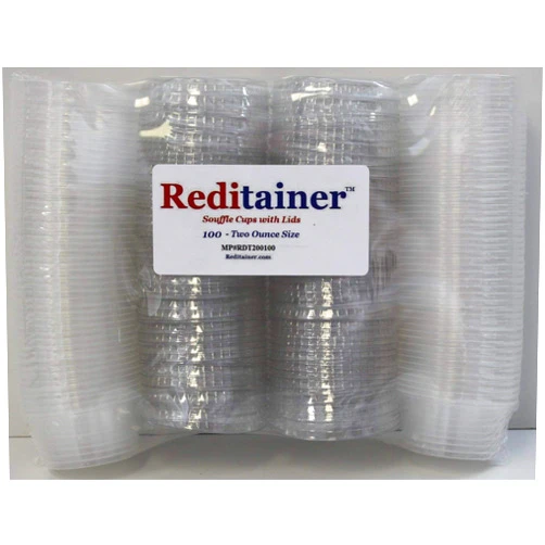 Reditainer Jello Shot Souffle Portion Cups with Lids (100, 2 ounce)