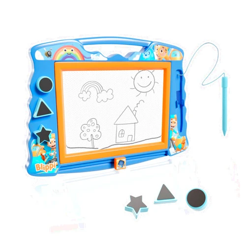 Lollipop Lolipop Blippi Magnetic Sketcher with Magnetic Pen and Stamps - Star, Heart, Triangle Shapes | Creative Drawing Pad for Kids Blippi Toys for Boys and Girls