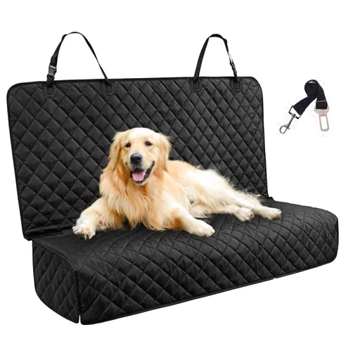 JSTHT Dog Car Seat Cover for Back Seat Waterproof Bench Seat Cover Protector Nonslip Durable Soft Pet Dog Back Seat Cover for Car, Truck, & SUV (Black)