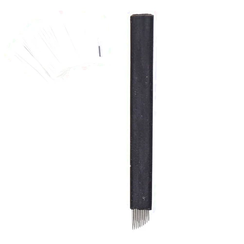 ZJchao Microblading Needles, 50pcs Manual Eyebrow Permanent Makeup Needles Tattoo Micro Blade 7 Pin/9 Pin/12 Pin/12U/14 Pin/14U Needles, Microblading Kits(9 pins)