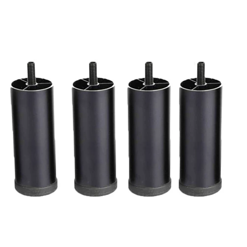 XUNFAKE 4X Aluminum Alloy Furniture Legs Table Legs, with M6 Screws, Adiustable Metal, Aluminum Alloy, Round, for Dresser,Sideboard,Plating Table (3.93in/10cm,Black)