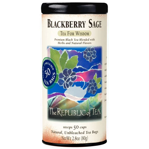 The Republic of Tea Blackberry Sage Black Tea | 50 Tea Bags, Gourmet Black Tea