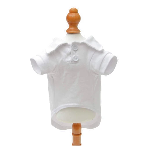lovelonglong Basic Dog Polo Shirts Premium Cotton, Polo T-Shirts for Large Medium Small Dogs with a Two-button Collar Blank Color White S