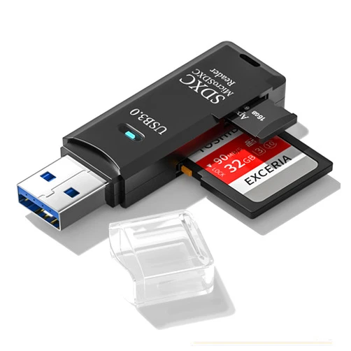 Wansurs USB3.0 Micro SD Card Reader, 5Gbps 2-in-1 SD Card Reader to USB Adapter, Wansurs Memory Card Reader for SDXC, SDHC, MMC, RS-MMC, Micro SDXC, Micro SD, Micro SDHC and UHS-I Cards (1Pack Black)