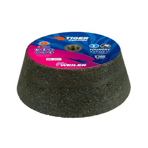 Weiler 68400 Tiger Ceramic Type 11 Flaring Cup Wheel, HZA16-Q, 6/4-3/4 x 2 x 5/8-11, Rim 1.5