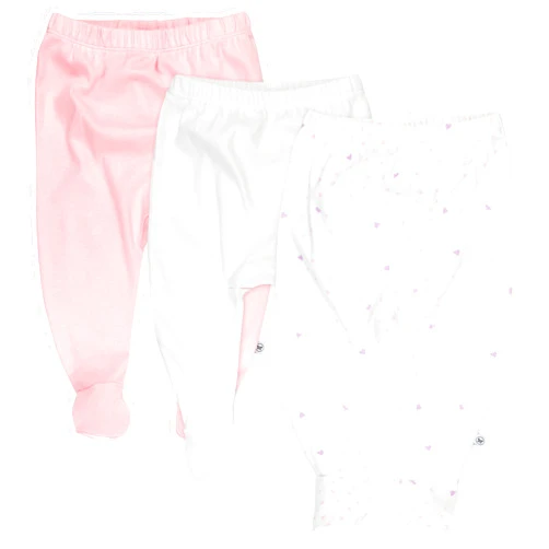 HonestBaby 3-Pack Footed Pants Roomy Fit Pull on Bottoms 100% Organic Cotton for Infant Baby Boys, Girls, Unisex