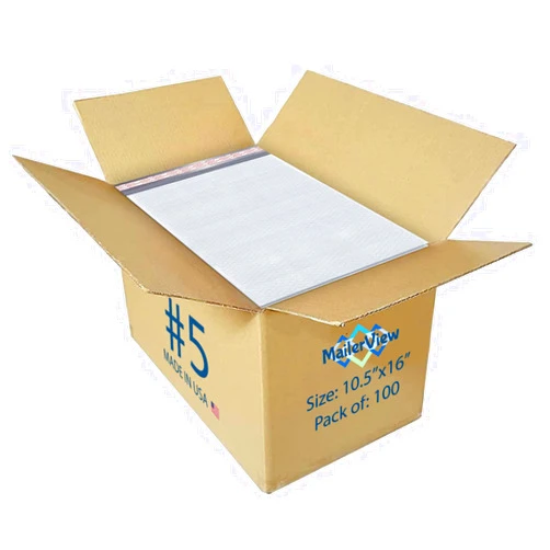MAILERVIEW White 10.5x16 Inch Large Poly Bubble Mailers #5 | Padded Envelopes with Self Seal | Air Lined Cushioned Bubble Mailer | Usable Size 10.5x15 | 100 Pack Bulk | Lightweight shipping Bags | Made in USA