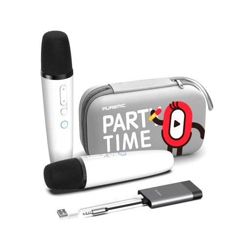PUREMIC Tesla Karaoke Microphone for Tesla with Portable Case, Car Karaoke Microphone with USB A Receiver for Tesla Model Y/3/S/X, Wireless Singing Mic with 3.5mm Jack for Cars, Speakers, 2Mics
