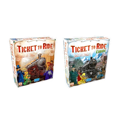 Days of Wonder Ticket to Ride & Ticket to Ride Europe Board Game Bundle - Classic Train Adventure Strategy Games for Family Game Night, Perfect for Kids & Adults, Ages 8+, 2-5 Players