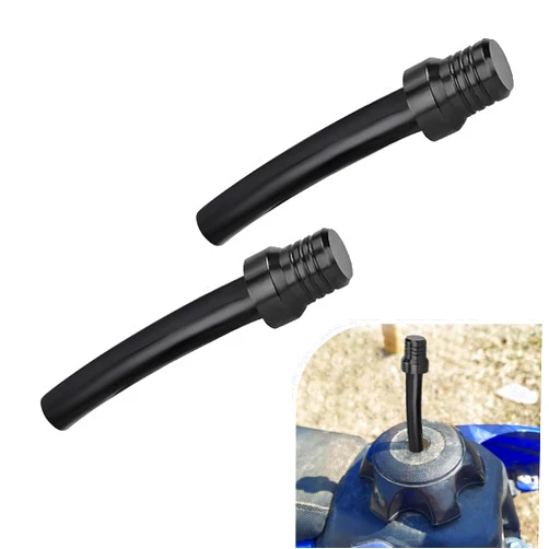 Zikefest 2PCS Gas Cap Vent Tube, Valve Vent Breather Hose Tube, CNC One-Way Tank Vent Tube with Aluminum Cap, for ATV Quad 4 Wheeler, Off-Road Motorcycle (Black)