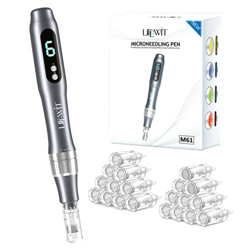 Lifewit Professional Microneedling Pen with 20 Replacement Cartridges, Electric Micro Needling Microneedle Pen, Wireless Microneedle Machine for Home Use, 8pcs 16pin+8pcs 36pin+2pcs 42pin+2pcs Nano