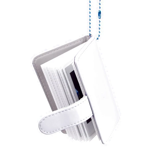 HIYQIN 32 Pockets Mini Photo Album Compatible with Fujifilm Instax Mini Film - Instax Mini 12 99 70 7s 8 8+ 9 11 25 50s 90 99, Portable Mini Photo Album with Keyring - White