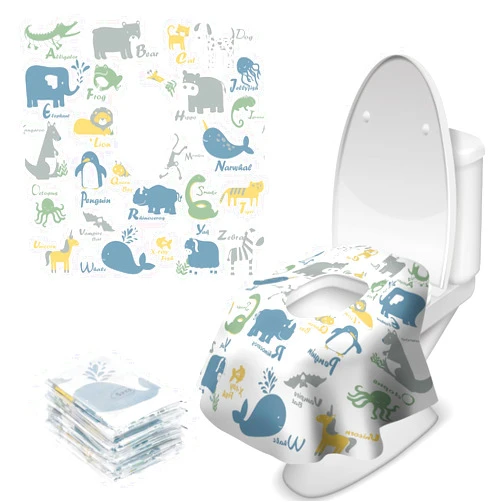 Blissful Diary 20 Pcs Toilet Seat Covers Disposable for Toddlers & Adults, Extra Large Waterproof, Portable Package for Travel, Kids Potty Training