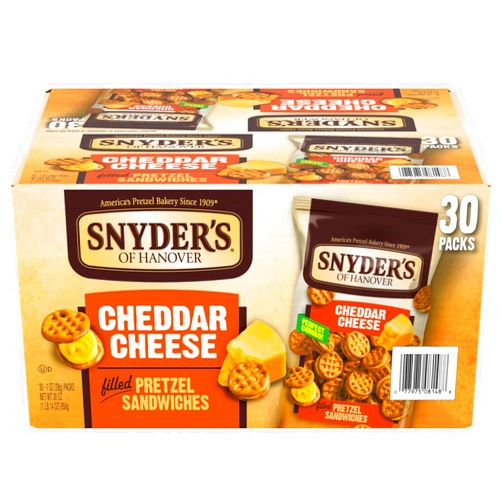 Snyder's of Hanover Pretzel Sandwiches, Cheddar Cheese, Snack Packs, 30 Ct