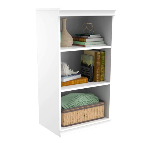 ClosetMaid Modular Storage Shelf Unit with 3 Shelves, Wood Closet Organizer Adjustable, Stacking, Full Backer, Decorative Trim, White, 40.29 H x 21.39 in. W x 15.91 in. D