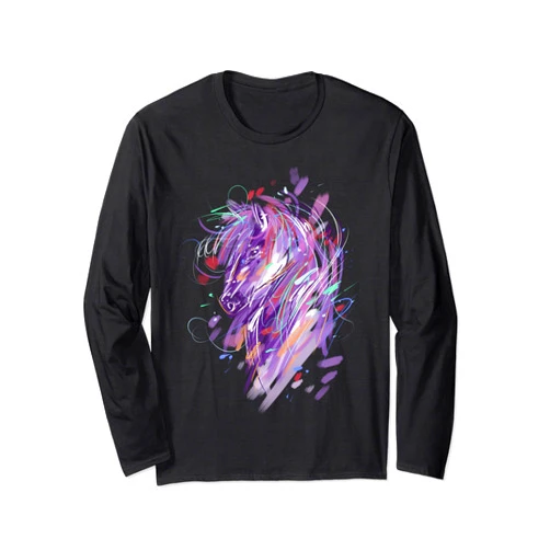 Horse Graphics by BeardedCloth Horse Shirt Women Girls Horseback Riding Horse Lover Long Sleeve T-Shirt
