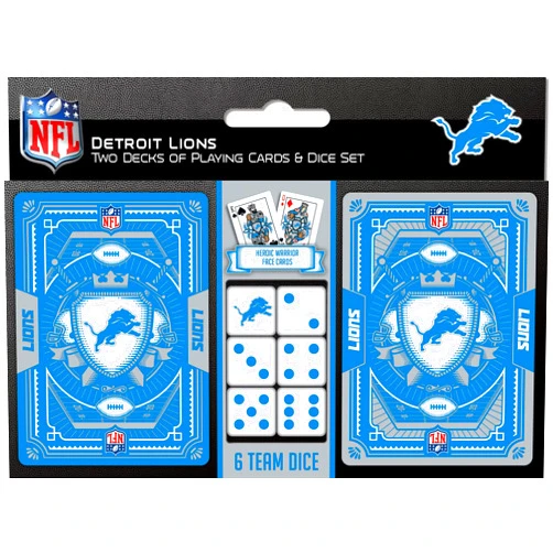 MasterPieces NFL Detroit Lions 2 Pack Cards and Dice Set