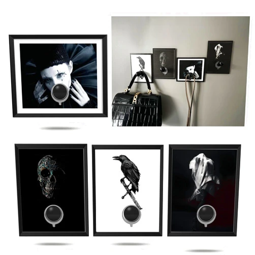 Resder 4 Pcs Black Gothic Wall Hooks – Versatile Hangers for Shower, Bathroom, Kitchen, Glass Doors, Mirrors, and Tiles – Towel, Coat, Hat, or Bathrobe Hook for Stylish Wall Decor