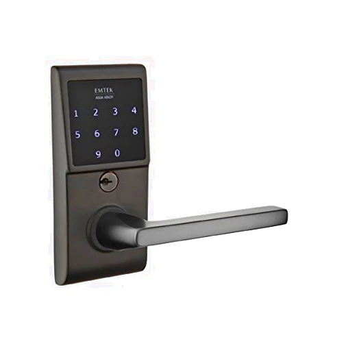 Emtek E4020 EMTouch Keypad Leverset, 19 Lever Options and 4 Finish Options (Helios Lever, Flat Black US19)