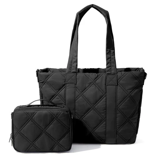 PAUBACK Laptop Tote Bag for Women, Quilted Work Tote Bag 15.6 Inch Laptop Compartment Shoulder Bag, Top Handle Handbag