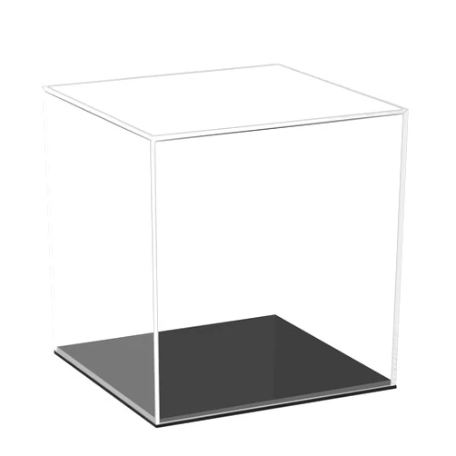 Cliselda Fully Assembled Acrylic Display Case with Black Base 6x6x6 in, Clear Square Acrylic Box Cube Small Acrylic Storage Containers, Dustproof Plastic Display Box for Collectibles Action Figures