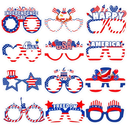 Runloon 4th of July Glasses Red Blue White Patriotic Party Glasses Independence Day Eyeglasses for 4th of July Party Favors