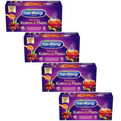 Generic Sari Wangi Kurma & Madu, Indonesian Black Tea, 25 Count (Pack of 4)