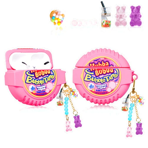 Lupct for Airpod Pro 2019/Pro 2 Gen 2022 Silicone Case, Cartoon Cute Food Air Pods Cover Kids Girls Women Funny Headphone Fun Cool Kawaii Keychain Cases for AirPods Pro (Hubba Bubba Bubble Tape)