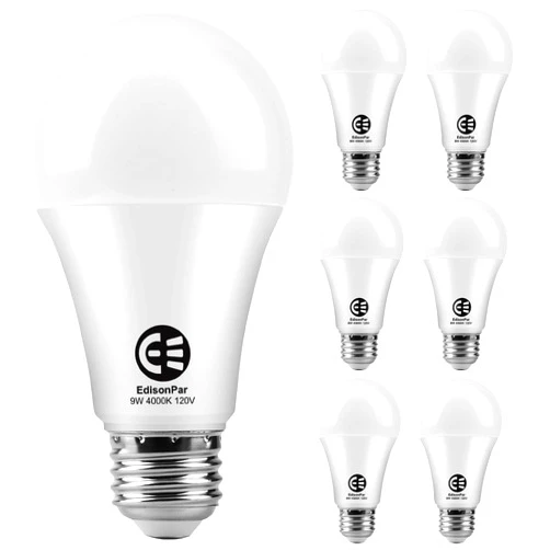 EdisonPar A19 6-Pack LED Light Bulbs, E26 Base 75W Equivalent 1000lumens 4000K Neutral White, Non-Dimmable 120V 15000Hrs Indoor (6-Pack)