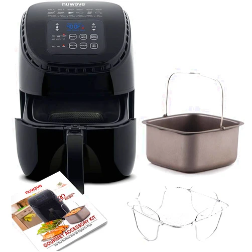 NUWAVE Brio 3-Quart Digital Air Fryer One-Touch Digital Controls, 6 Easy Presets, Precise Temperature Control, Recipe Book, Wattage Control, Preheat and Reheat