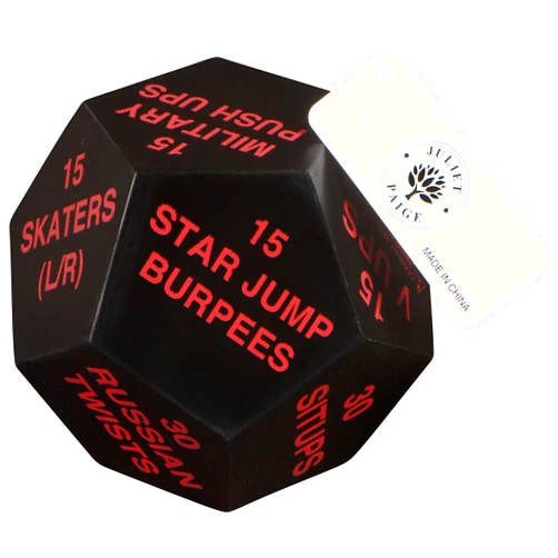 Juliet Paige Exercise Dice for Fitness, Gym Workouts, WOD, Home Bodyweight HIIT, and Adult Sports Training - 4 Inches in Diameter - 12 Sided
