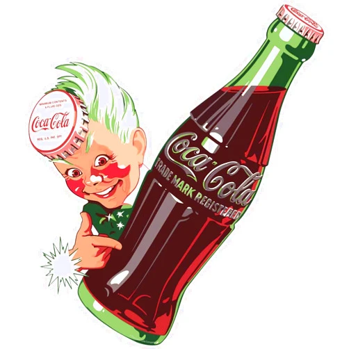 Retro Planet.com Coca-Cola Sprite Boy with Coke Soda Bottle Decal, Peel and Stick Kitchen Decal, Vintage Classic American Art, Restaurant, Diner, 12 x 13 in