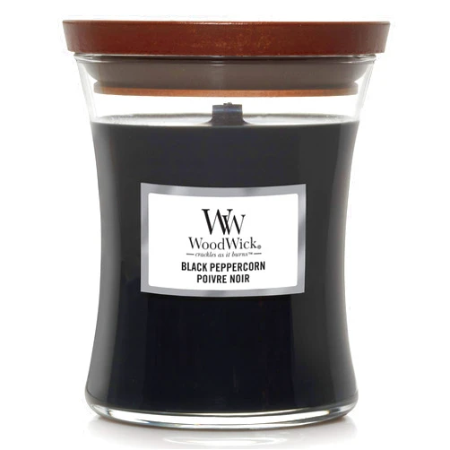 WoodWick Medium Hourglass Scented Candle with Crackling Wick | Black Peppercorn | Up to 60 Hours Burn Time, Black Peppercorn