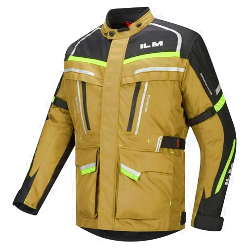 ILM Men's Street Motorcycle Jacket with CE Armor and Detachable Thermal Liner All Season Waterproof Adventure Touring Jacket Model JRL3 Yellowish Brown, XL